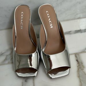 Brand new coach silver shoes. Lawrence metallic silver.